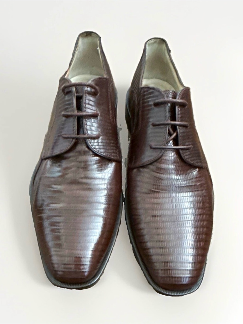 Traversi Vintage Old Money Handmade in Italy Teju Lizard 3-Eyelet Derby Shoe 9